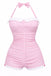 [Pre-Vendita] Costume Intero Rosa a Quadretti Halter con Fiocco Anni '50