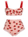 [Taglia Forti] Set Bikini e fragole in pizzo con canotta anni '50