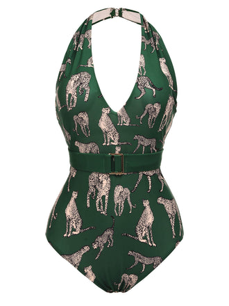 Costumi intero verde Jaguar Halter anni '30