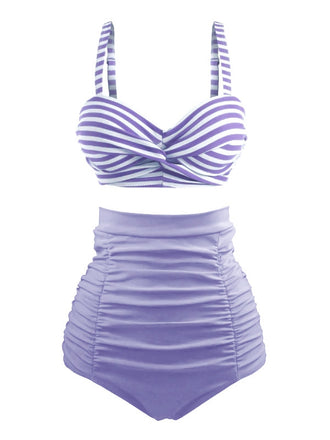 Set bikini a righe colorblock anni '40