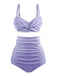 Bikini a righe spalline colorblock retrò nero anni '40