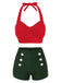 Set bikini con fiocco rosso vino anni '50