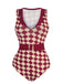 Costumi intero motivo a diamante revers bordeaux anni '30