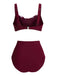 Costumi intrecciate a righe spalline patchwork bordeaux anni '50