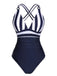Costumi intero a righe spalline patchwork blu navy anni '50