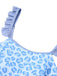 2PCS Costumi leopardato volant patchwork blu anni '40