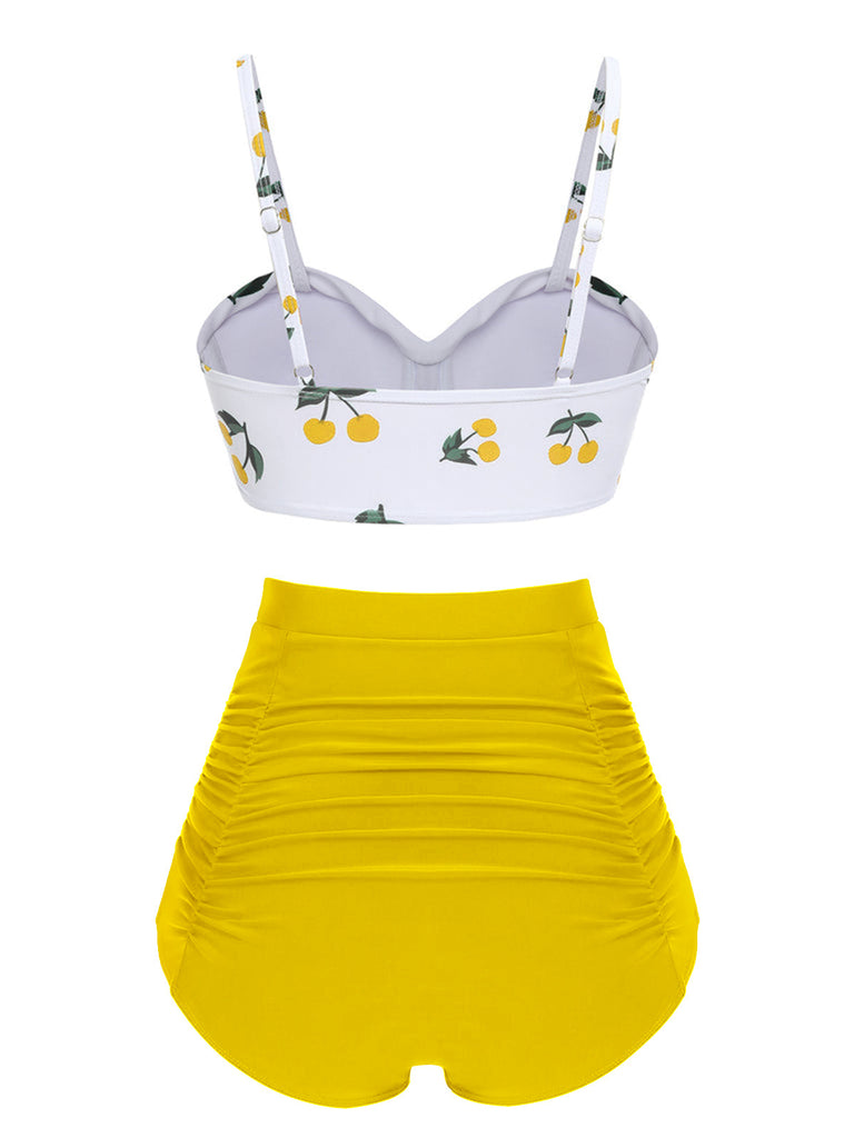2PCS Set bikini con spalline a ciliegia anni '50