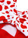 Costumi intero a pois fiocco patchwork rosso anni '30