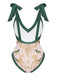 Costumi intero floreale scollo a V e allacciatura anni '50