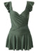 Costumi intero volant tinta unita verde anni '40