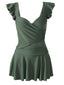 Costumi intero volant tinta unita verde anni '40