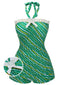 Costumi intero a righe spalle scoperte verde anni '30