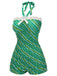 Costumi intero a righe spalle scoperte verde anni '30