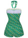 Costumi intero a righe spalle scoperte verde anni '30