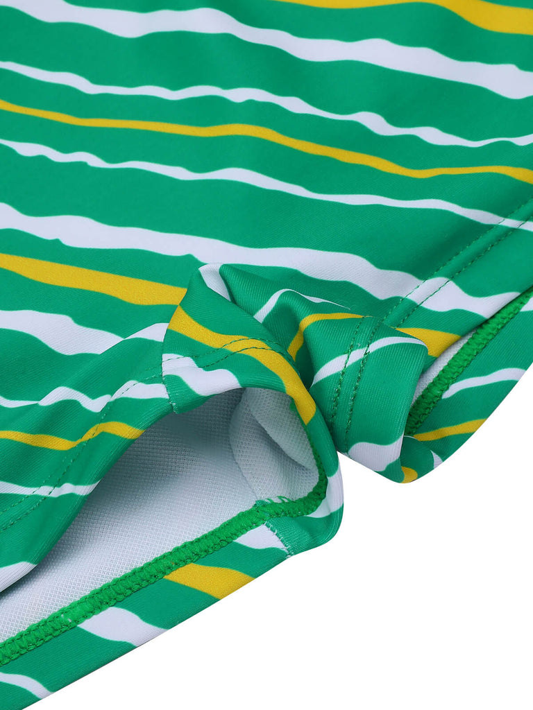 Costumi intero a righe spalle scoperte verde anni '30