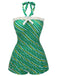 Costumi intero a righe spalle scoperte verde anni '30