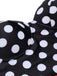 Costumi intero pois scollo all'americana nero e rosso anni '50