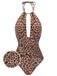 Costumi scollo a V e top a triangolo leopardato marron anni '30