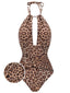 Costumi scollo a V e top a triangolo leopardato marron anni '30