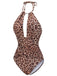 Costumi scollo a V e top a triangolo leopardato marron anni '30