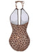 Costumi scollo a V e top a triangolo leopardato marron anni '30