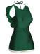 Costumi intero schiena scoperta con cintura verde anni '40