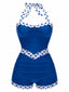 Costumi intero patchwork a pois blu anni '40