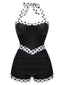 Costumi intero patchwork a pois nero anni '40