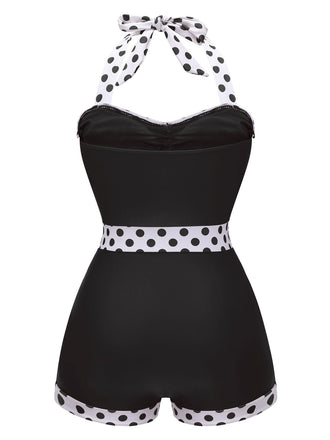 Costumi intero patchwork a pois nero anni '40