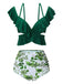 Costumi spalline sottili e volant floreale verde anni '40