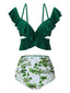 Costumi spalline sottili e volant floreale verde anni '40