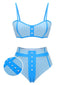 Costumi bottoni spalline sottil patchwork blu anni '50