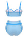 Costumi bottoni spalline sottil patchwork blu anni '50