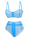 Costumi bottoni spalline sottil patchwork blu anni '50