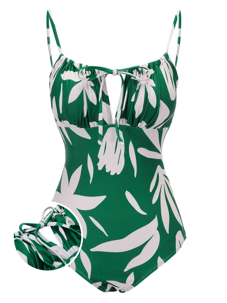 Costumi foglia verde con spalline sottili senza maniche anni '60