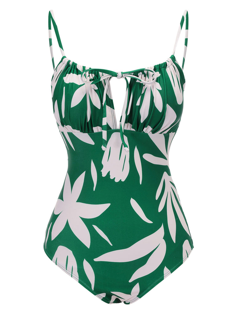 Costumi foglia verde con spalline sottili senza maniche anni '60