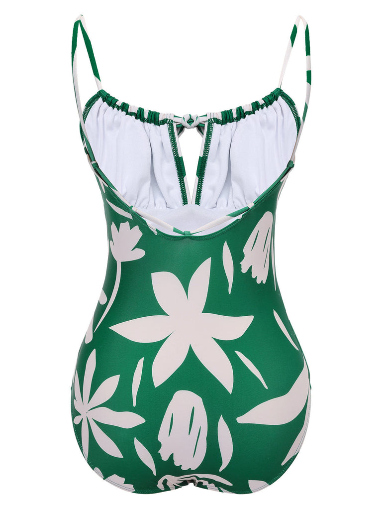Costumi foglia verde con spalline sottili senza maniche anni '60