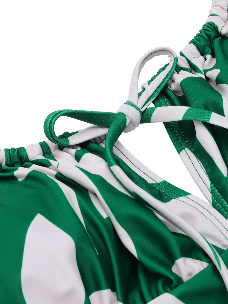 Costumi foglia verde con spalline sottili senza maniche anni '60