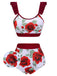Costumi con rose floreale volant rosso  anni '40