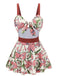Costumi intero floreale con spalline rosa anni '40