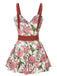 Costumi intero floreale con spalline rosa anni '40