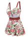 Costumi intero floreale con spalline rosa anni '40