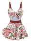 Costumi intero floreale con spalline rosa anni '40
