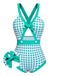 Costumi intero a pois vita cava fiocco verde anni '40