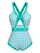 Costumi intero a pois vita cava fiocco verde anni '40