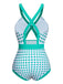 Costumi intero a pois vita cava fiocco verde anni '40
