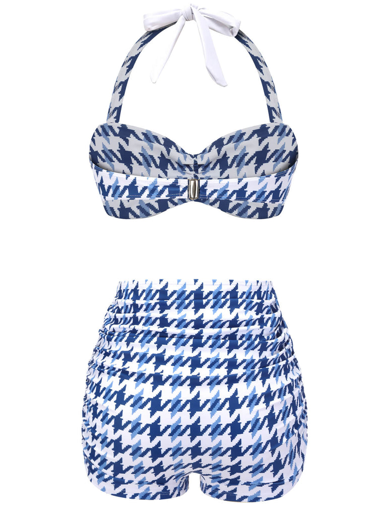 Costumi con pied de poule fiocco blu anni '40