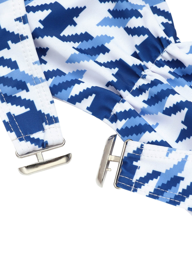 Costumi con pied de poule fiocco blu anni '40