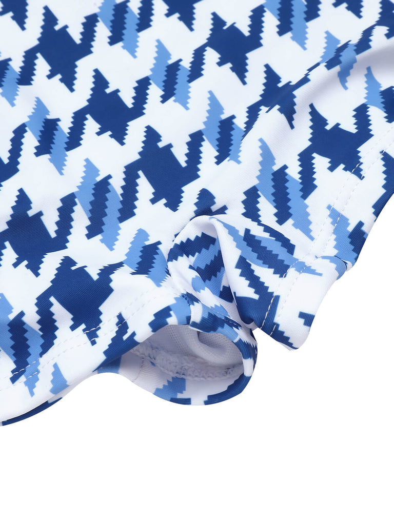 Costumi con pied de poule fiocco blu anni '40