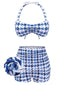 Costumi con pied de poule fiocco blu anni '40